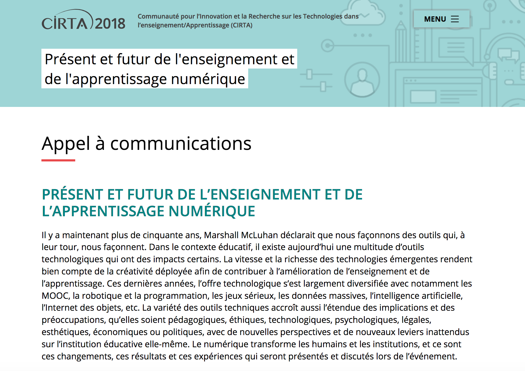 Appel à communication - CIRTA2018